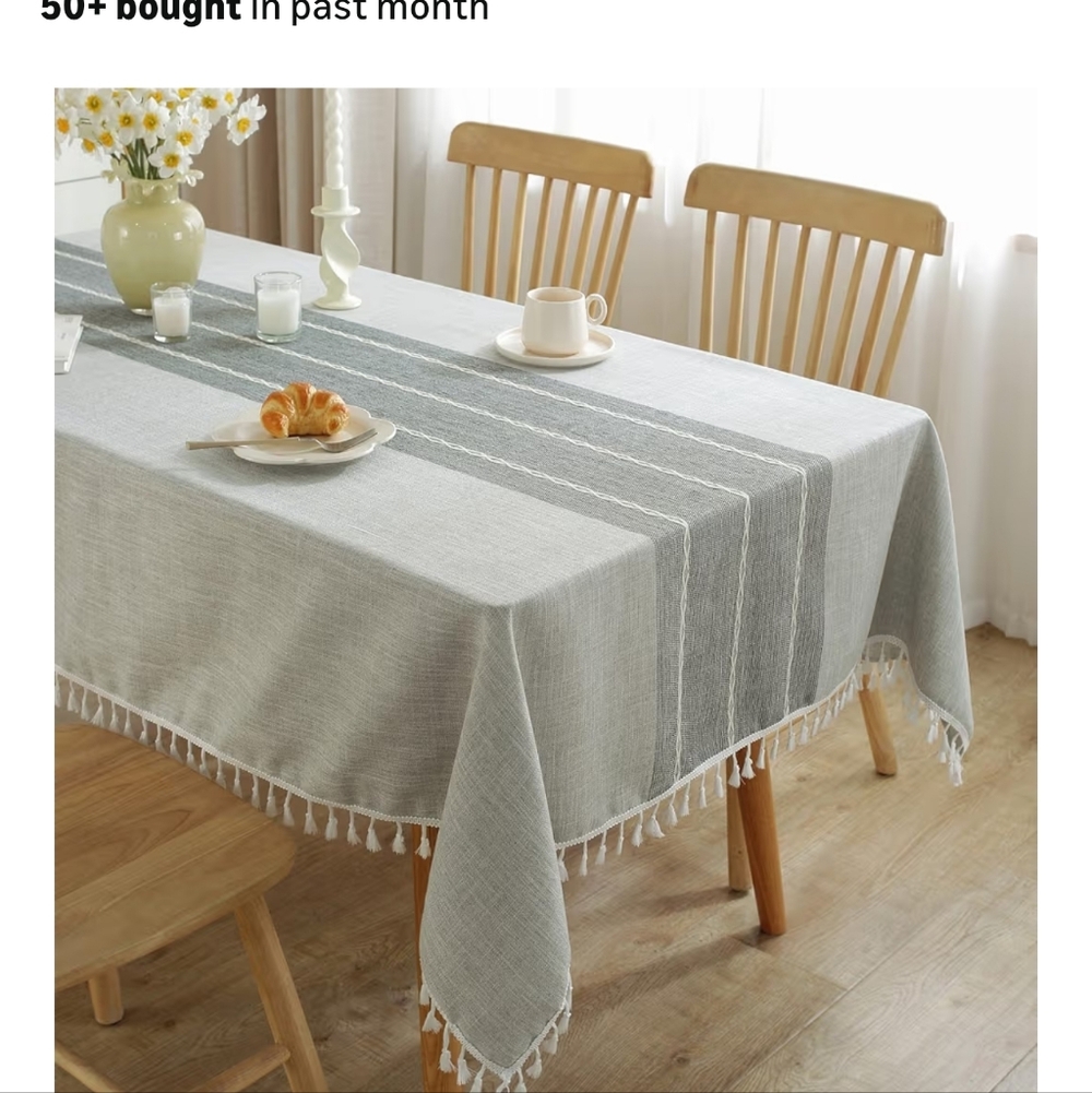 Cotton Linen Rectangular Tablecloth - Picture 5 of 5